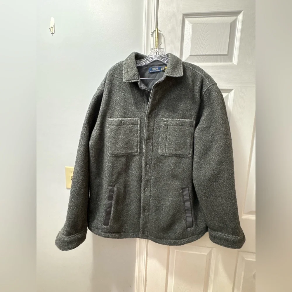 Polo Ralph Lauren Sherpa Brushed Fleece Jacket In Gray Size XL Tall